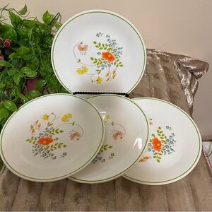 Corelle Corning 10 1/4” Dishes 4 Plates Wildflower Spring Bouquet Floral Vintage